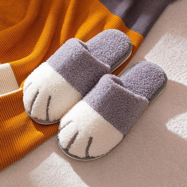 Cute Cat Paw Women's Furry Slides - Cozy Indoor Slippers