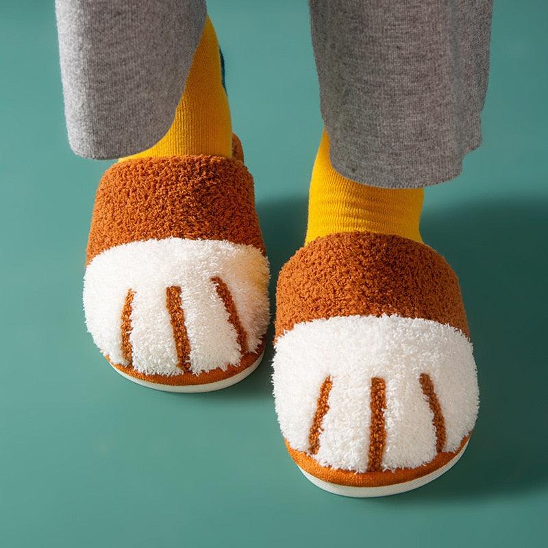 Cute Cat Paw Women's Furry Slides - Cozy Indoor Slippers
