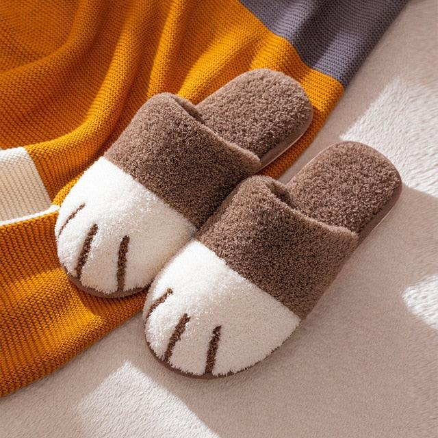 Cute Cat Paw Women's Furry Slides - Cozy Indoor Slippers