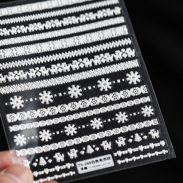 Calcomanías de Uñas 5D de Suéter de Punto de Invierno - Diseños Elegantes