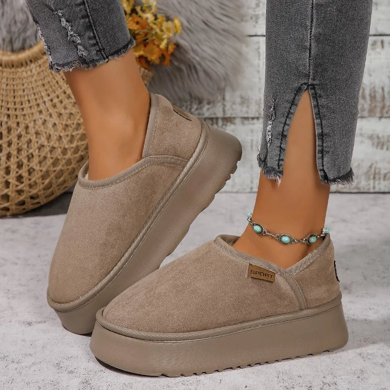 Winter Platform Boots Vintage Fashion Women's Snow Warm Suede Warm Inner Plush Fashion Thick Bottom Women's Flat Bottom Boots - Korvel