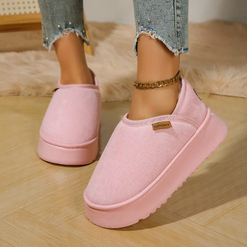Winter Platform Boots Vintage Fashion Women's Snow Warm Suede Warm Inner Plush Fashion Thick Bottom Women's Flat Bottom Boots - Korvel