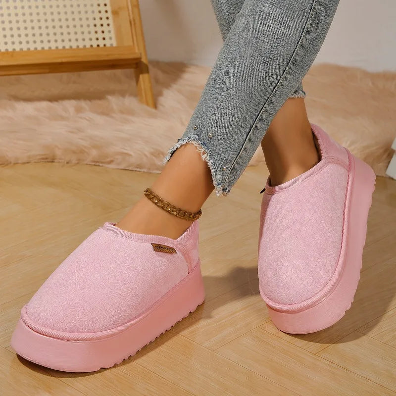 Winter Platform Boots Vintage Fashion Women's Snow Warm Suede Warm Inner Plush Fashion Thick Bottom Women's Flat Bottom Boots - Korvel