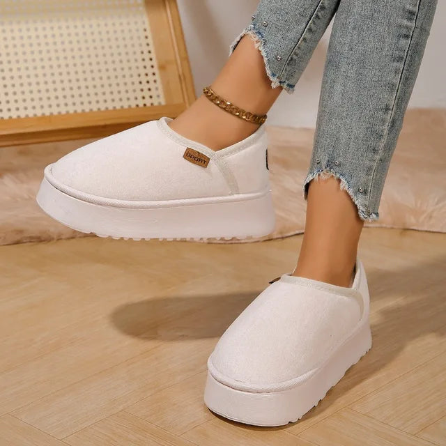 Winter Platform Boots Vintage Fashion Women's Snow Warm Suede Warm Inner Plush Fashion Thick Bottom Women's Flat Bottom Boots - Korvel