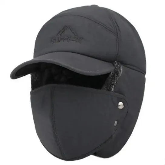 Winter Thermal Black Hat with Ear Protection