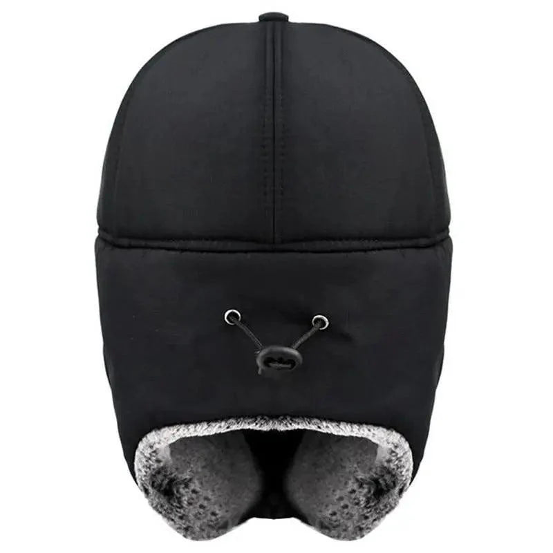 Winter Thermal Black Hat with Ear Protection