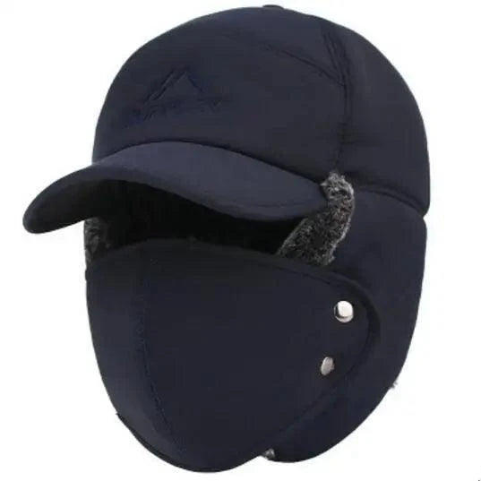 Winter Thermal Black Hat with Ear Protection