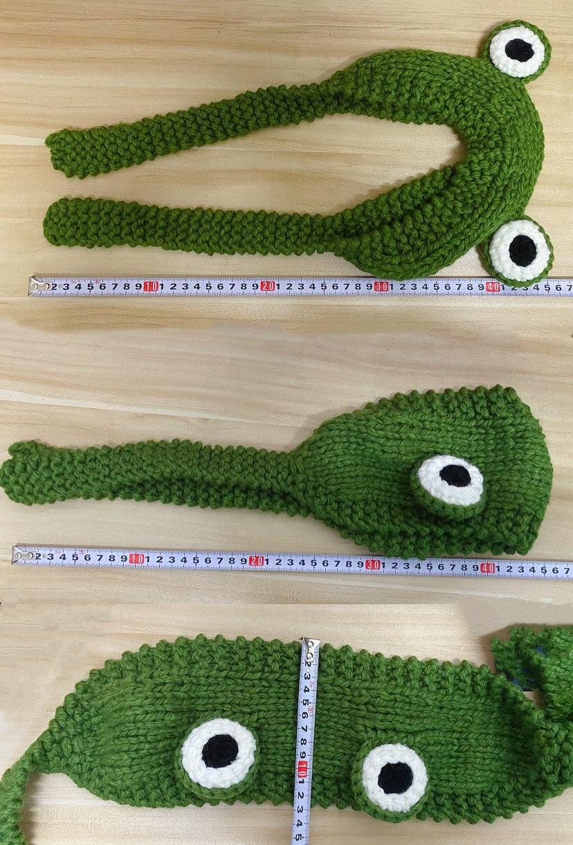 Gorro de lana tejido de rana linda para niños - Accesorio de invierno