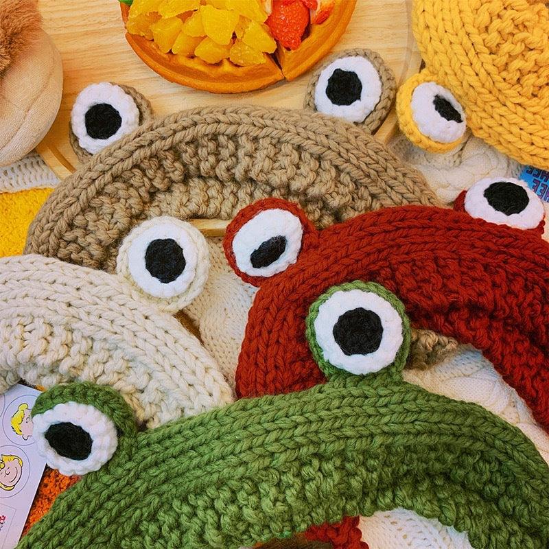 Gorro de lana tejido de rana linda para niños - Accesorio de invierno