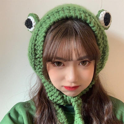 Cute Frog Knitted Beanie Hat for Kids - Winter Accessory