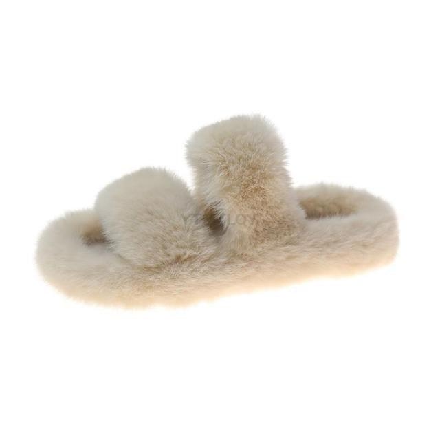 Cozy Faux Fur Winter Slippers for Women - Stylish Open Toe Home Slides - Korvel