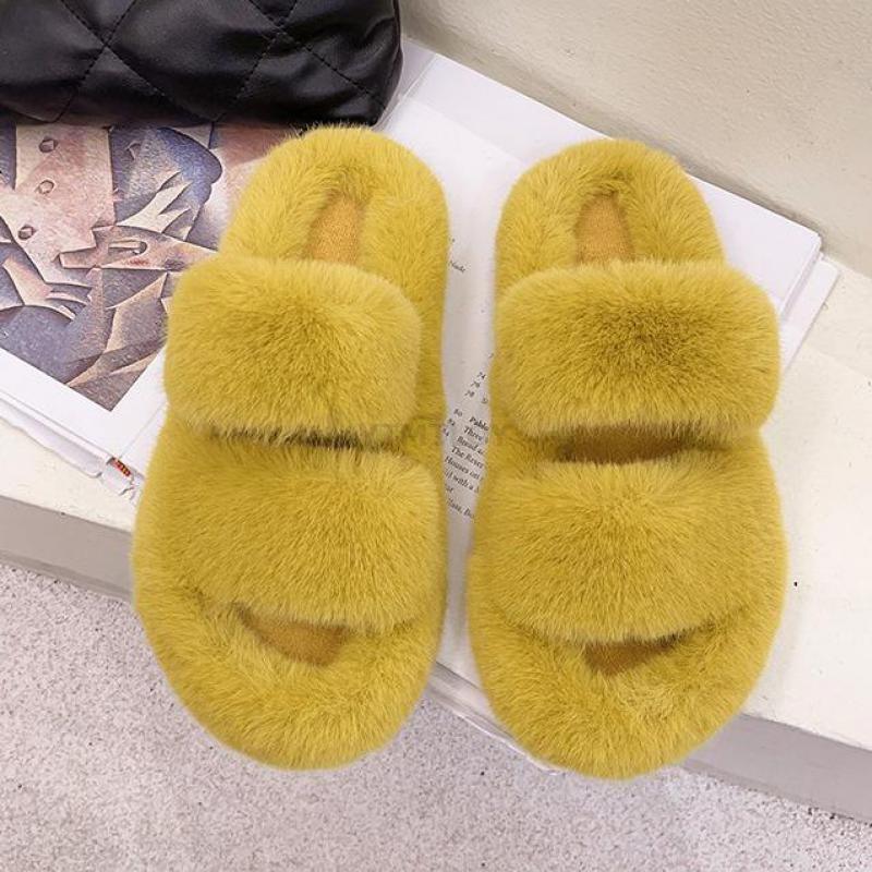 Cozy Faux Fur Winter Slippers for Women - Stylish Open Toe Home Slides - Korvel