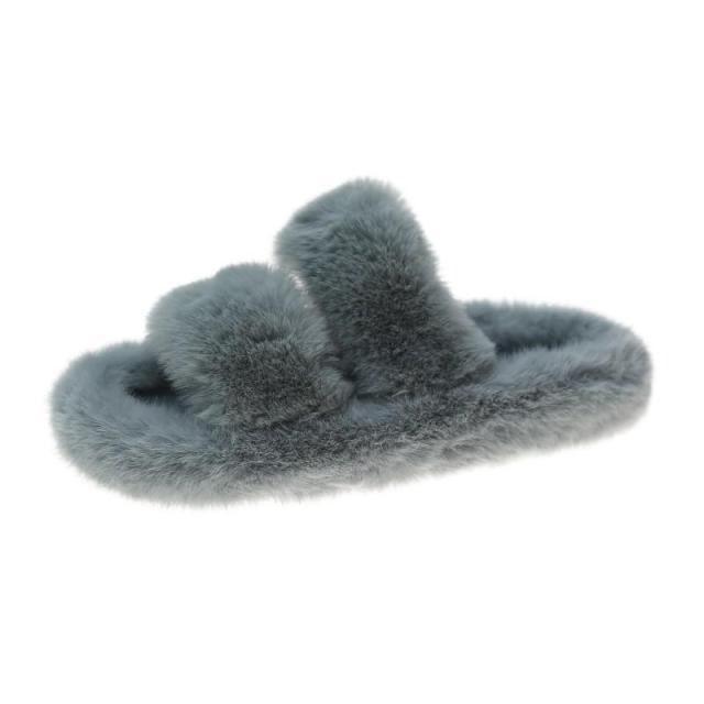 Cozy Faux Fur Winter Slippers for Women - Stylish Open Toe Home Slides - Korvel