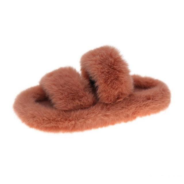 Cozy Faux Fur Winter Slippers for Women - Stylish Open Toe Home Slides - Korvel