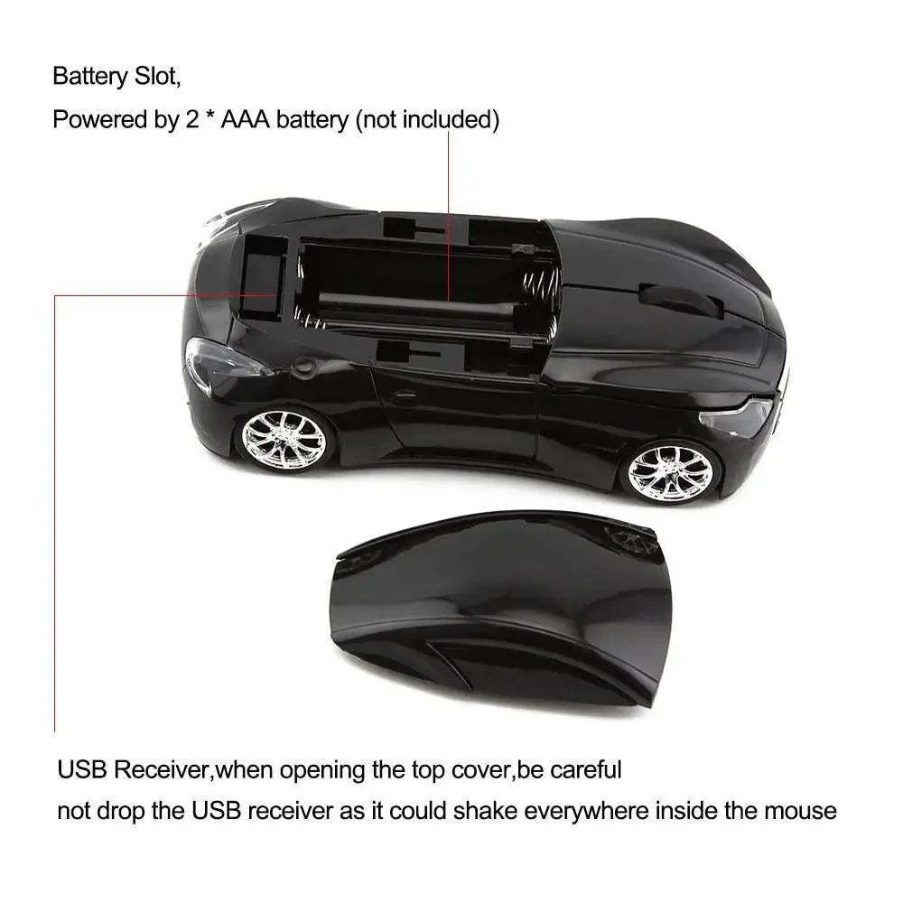 Wireless Sports Car USB Mouse - Ergonomic Design for Gaming & Office