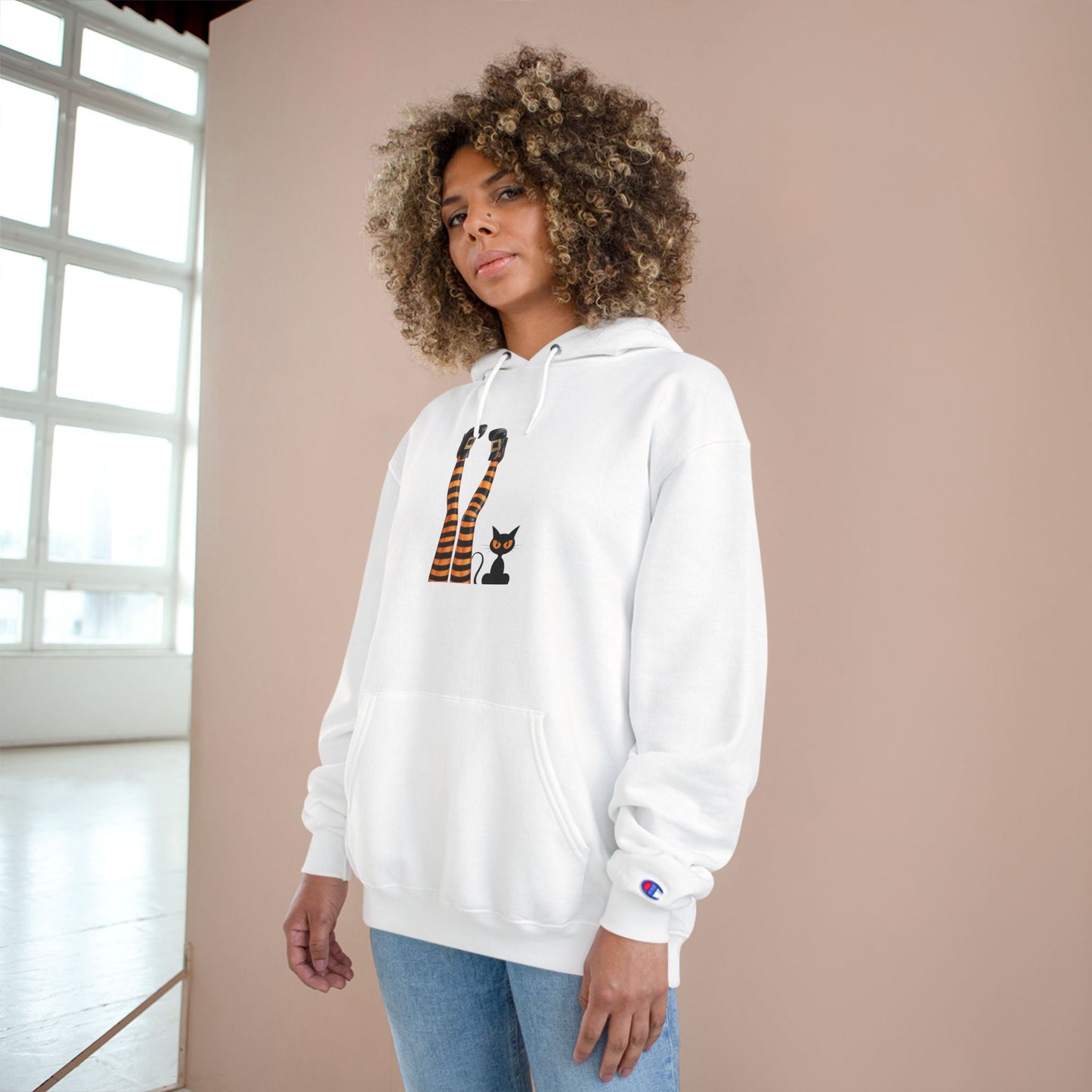 Sudadera con capucha de piernas de dama gato hechicera