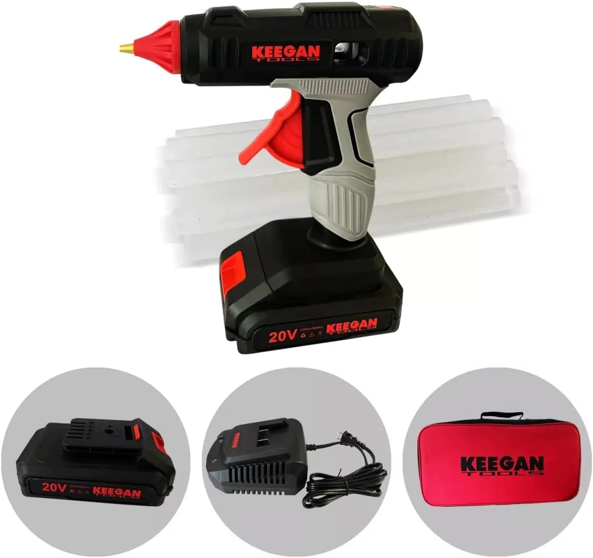 Cordless 20V Hot Melt Glue Gun Kit with Rechargeable Batteries