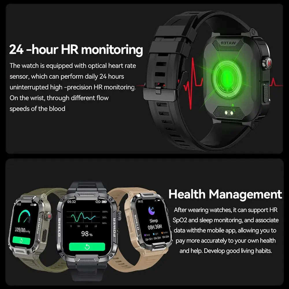 Montre intelligente militaire extérieure premium pour hommes