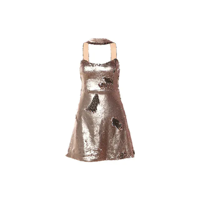 Elegant Vintage Short Halter Dress for Women