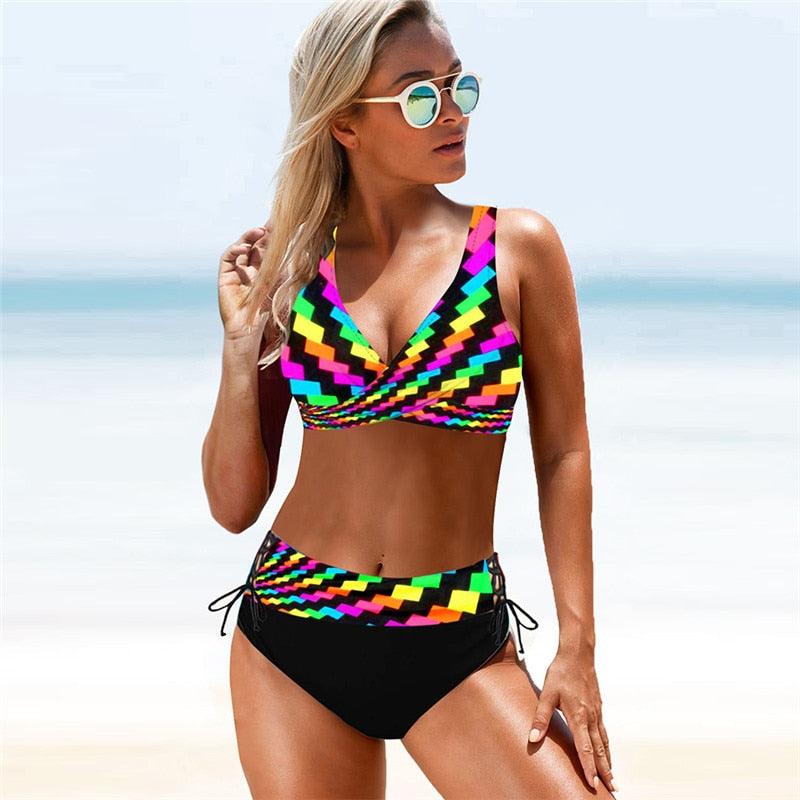 Plus Size High Waist Push Up Bikini Set for Women