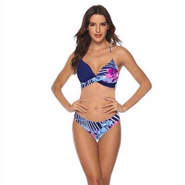 Ensemble de bikini taille haute à devant torsadé élégant pour femmes