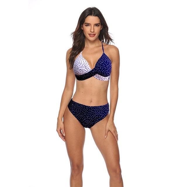 Ensemble de bikini taille haute à devant torsadé élégant pour femmes
