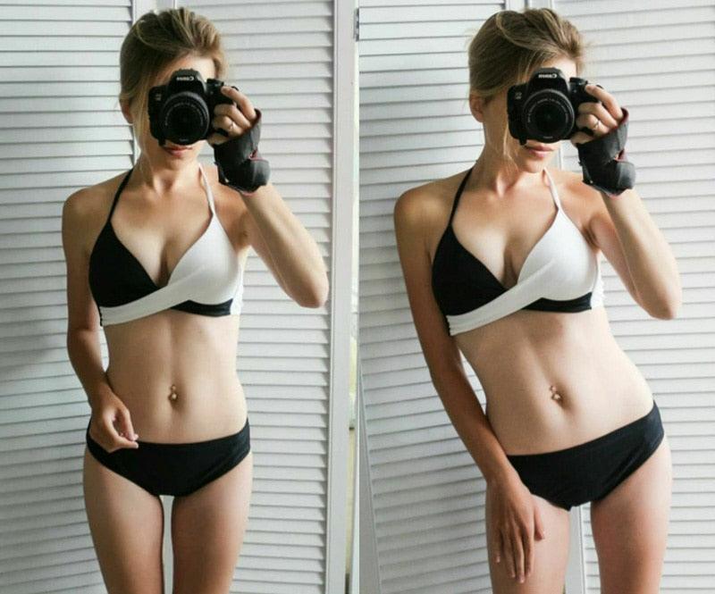 Ensemble de bikini taille haute à devant torsadé élégant pour femmes