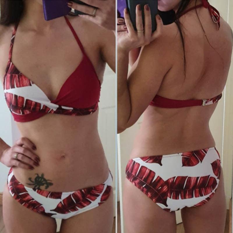 Ensemble de bikini taille haute à devant torsadé élégant pour femmes