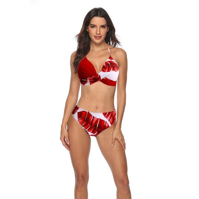 Ensemble de bikini taille haute à devant torsadé élégant pour femmes