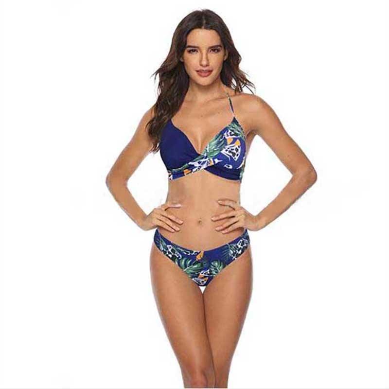 Ensemble de bikini taille haute à devant torsadé élégant pour femmes