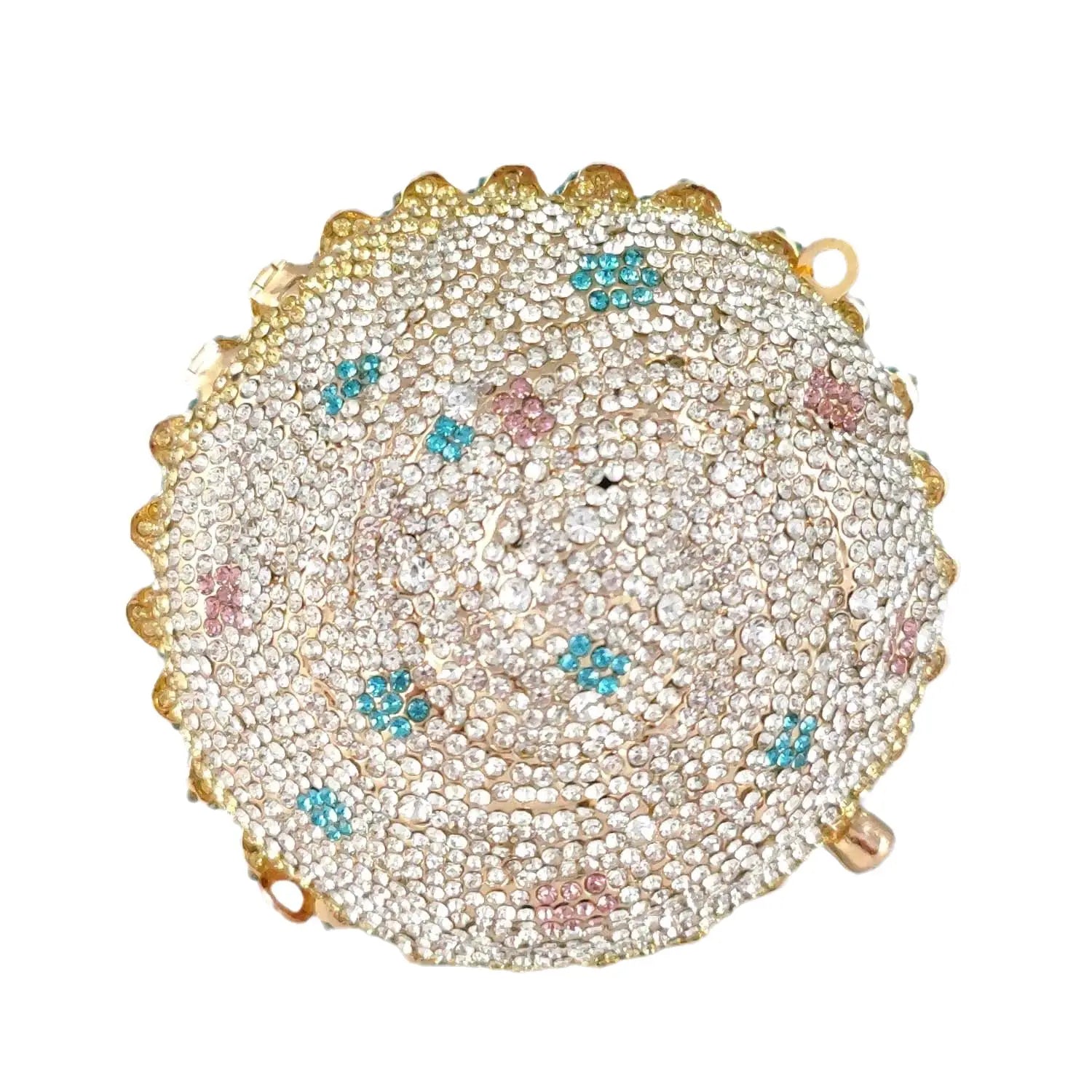 Women Blue Cupcake Evening Bag Crystal Clutch Purses Wedding Bridal Rhinestone Handbag Party Minaudiere Bag - Korvel