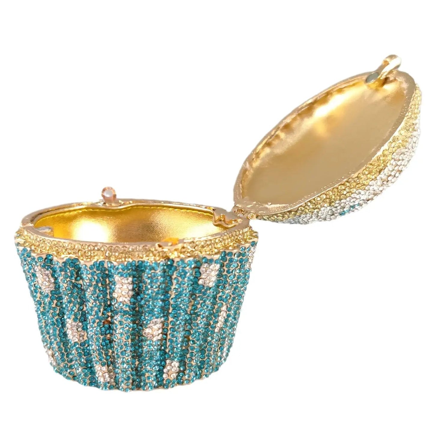 Women Blue Cupcake Evening Bag Crystal Clutch Purses Wedding Bridal Rhinestone Handbag Party Minaudiere Bag - Korvel