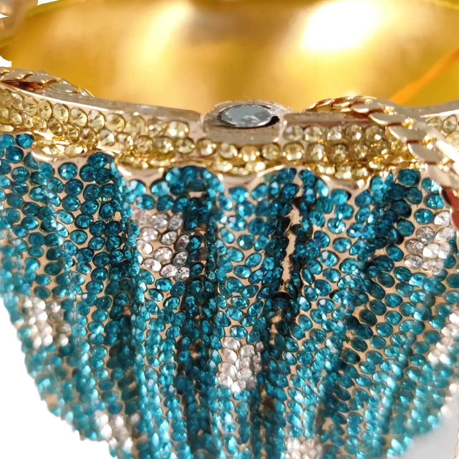 Women Blue Cupcake Evening Bag Crystal Clutch Purses Wedding Bridal Rhinestone Handbag Party Minaudiere Bag - Korvel