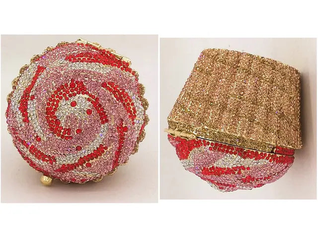Women Blue Cupcake Evening Bag Crystal Clutch Purses Wedding Bridal Rhinestone Handbag Party Minaudiere Bag - Korvel