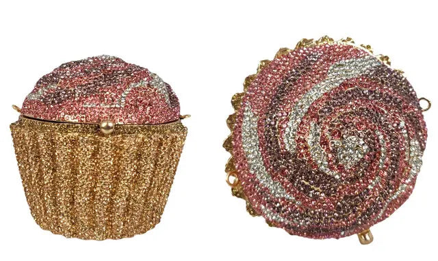 Women Blue Cupcake Evening Bag Crystal Clutch Purses Wedding Bridal Rhinestone Handbag Party Minaudiere Bag - Korvel