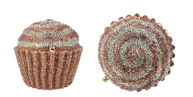 Women Blue Cupcake Evening Bag Crystal Clutch Purses Wedding Bridal Rhinestone Handbag Party Minaudiere Bag - Korvel