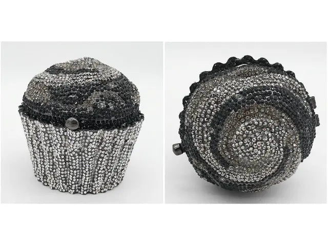 Women Blue Cupcake Evening Bag Crystal Clutch Purses Wedding Bridal Rhinestone Handbag Party Minaudiere Bag - Korvel