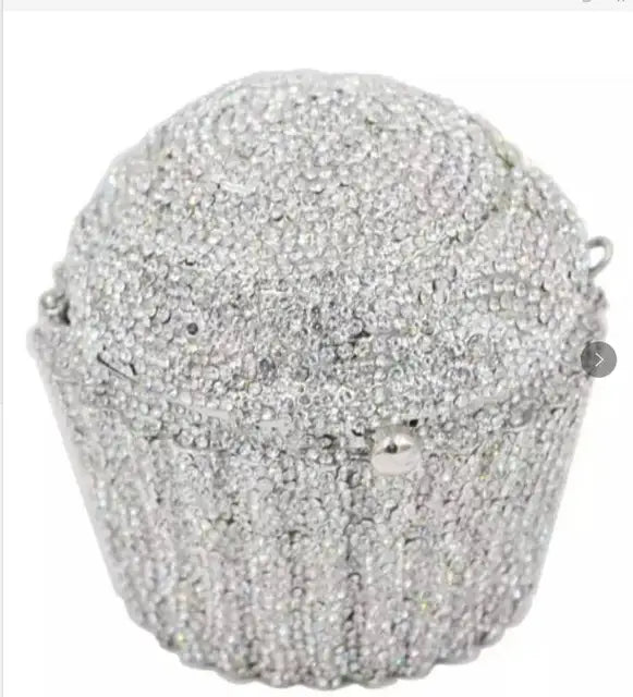 Women Blue Cupcake Evening Bag Crystal Clutch Purses Wedding Bridal Rhinestone Handbag Party Minaudiere Bag - Korvel