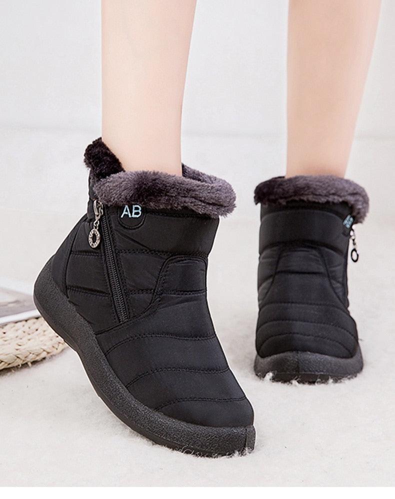 Stylish Women's Waterproof Winter Boots - Lightweight Ankle Design with Fur Lining - Korvel