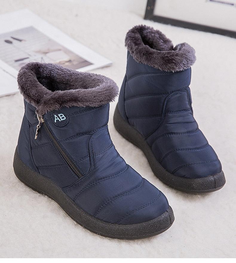 Stylish Women's Waterproof Winter Boots - Lightweight Ankle Design with Fur Lining - Korvel