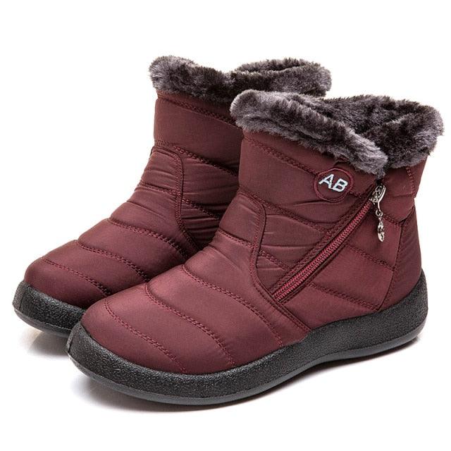 Stylish Women's Waterproof Winter Boots - Lightweight Ankle Design with Fur Lining - Korvel