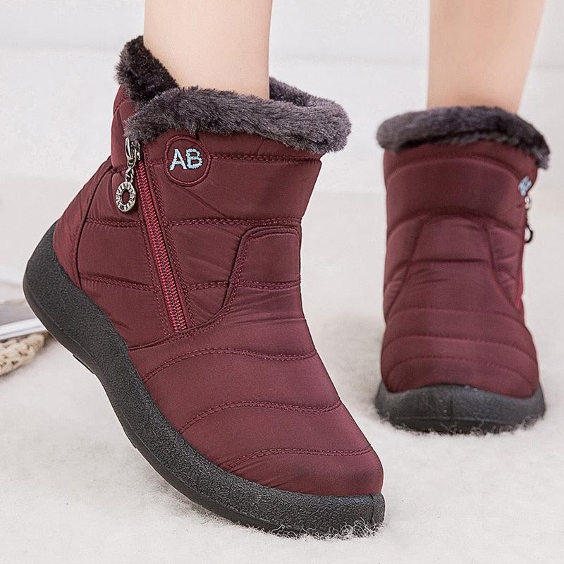 Stylish Women's Waterproof Winter Boots - Lightweight Ankle Design with Fur Lining - Korvel