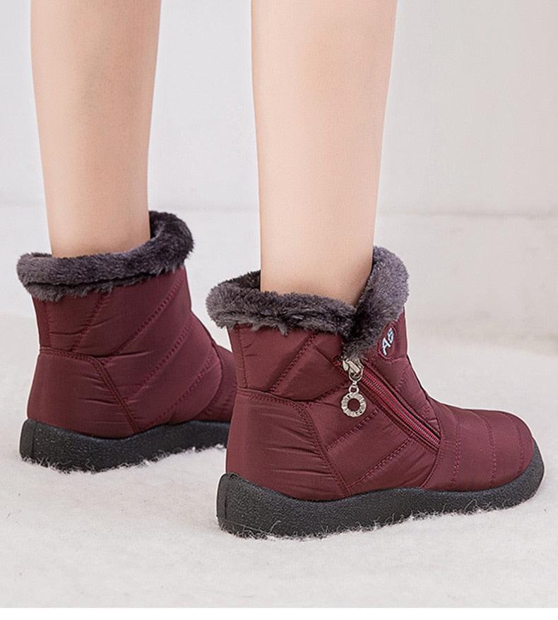 Stylish Women's Waterproof Winter Boots - Lightweight Ankle Design with Fur Lining - Korvel