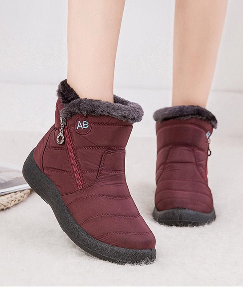 Stylish Women's Waterproof Winter Boots - Lightweight Ankle Design with Fur Lining - Korvel