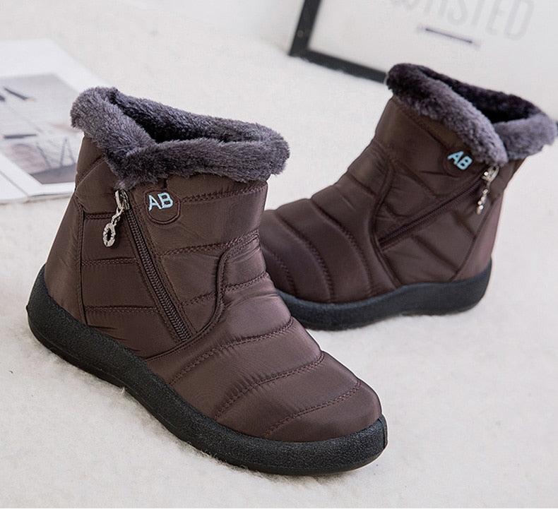 Stylish Women's Waterproof Winter Boots - Lightweight Ankle Design with Fur Lining - Korvel