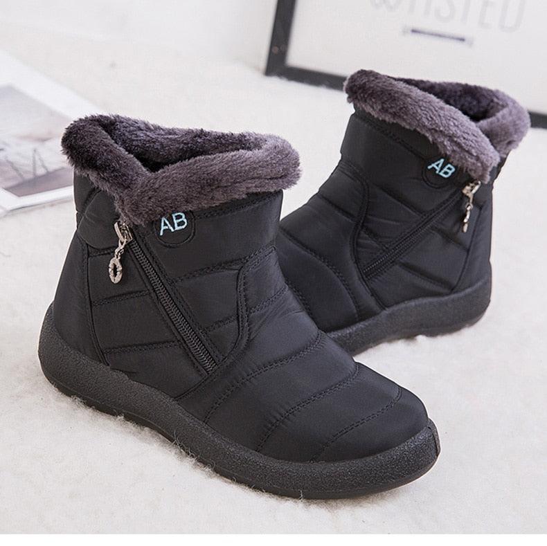 Stylish Women's Waterproof Winter Boots - Lightweight Ankle Design with Fur Lining - Korvel