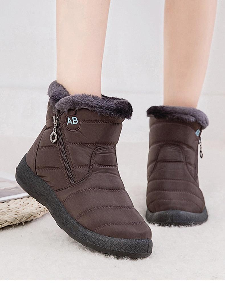 Stylish Women's Waterproof Winter Boots - Lightweight Ankle Design with Fur Lining - Korvel