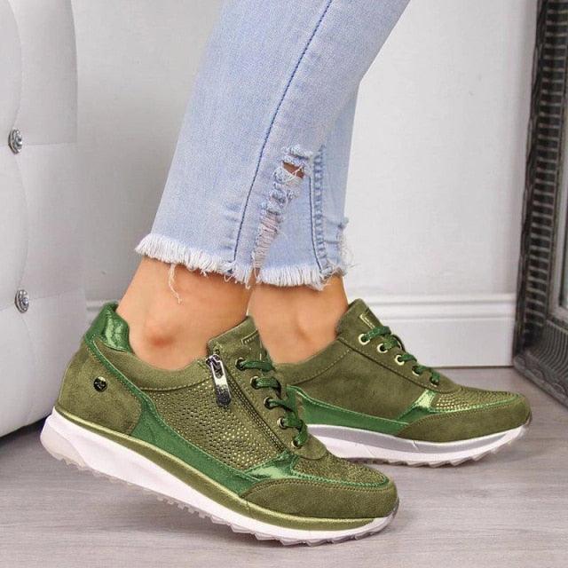 Zapatillas de Plataforma Elegantes para Mujer con Detalle de Cremallera
