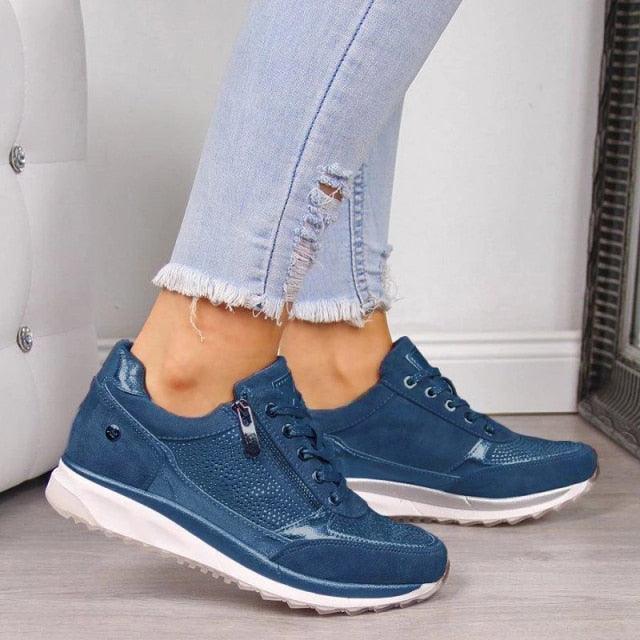 Zapatillas de Plataforma Elegantes para Mujer con Detalle de Cremallera