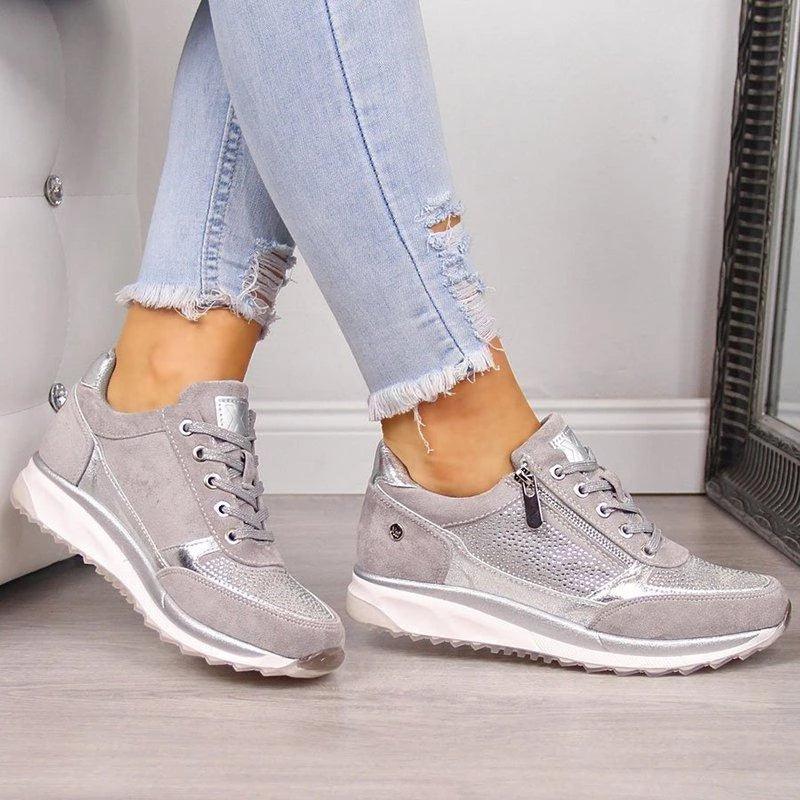 Zapatillas de Plataforma Elegantes para Mujer con Detalle de Cremallera
